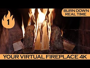 Burn Down in Real Time #1 Wood Logs Burning with Crackling Fire Sounds | Your Virtual Fireplace 4K