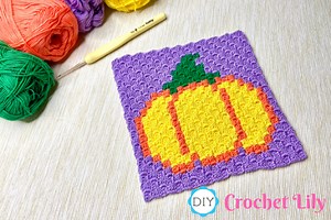 [C2C Crochet] The Halloween Pumpkin pattern C2C Crochet Cup Coaster.