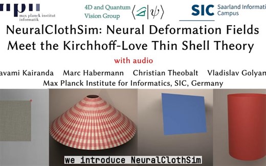 [NeRF进展] MPI提出NeuralClothSim，一种使用Kirchhoff-Love布料模拟方法，将表面变化过程编码到神经网络中，实现更好的模拟效果