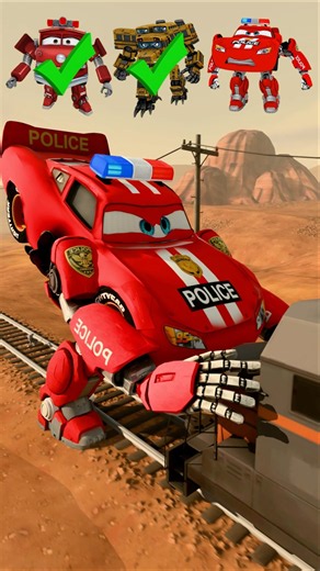 HELP LIGHTNING MCQUEEN STOP TRAIN & SAVE CAT! TRANSFORMERS SCHOOL BUS & FIRE TRUCK VS TRAIN GMOD