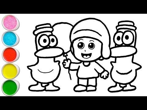Cute Pato Friends and Pocoyo with Balloon Drawing, Painting and Coloring For Kids and Toddlers_ Art