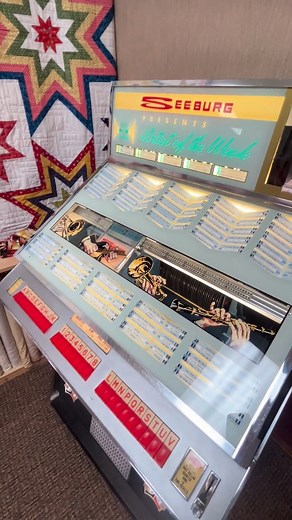 It's the perfect day to pick a tune, get a coffee, check out samples! 😊 #jukebox #classicrock #quilt #coffeetime #sewing #nastalgia | Needles I