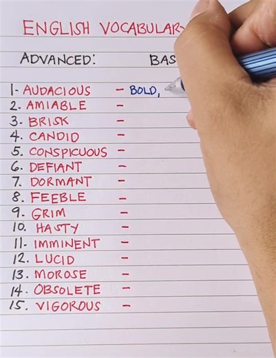 English vocabulary: advanced vs. basic: audacious 166 #fblifestyle #educational | Tim Tim TV