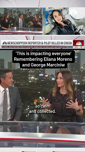 Members of the Today in LA team shared memories of news helicopter reporter Eliana Moreno and pilot George Marciniw. Remembered as calm and collected under pressure, Moreno and Marciniw worked together to provide Southern Californians with coverage of news stories like wildfires, severe weather and police chases, but also captured the region's beauty from high above. Tap #linkinbio for more tributes.