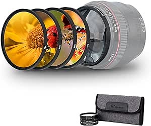 52mm Macro Close-Up Filter Set (+2 +4 +8 +10) with Filter Pouch for Nikon D5500 D5300 D3300 with AF-S DX Nikkor 18-55mm f/3.5-5.6 Lens or Canon M50 M50 Mark II with EF-M 55-200mm f/4.5-6.3 STM Lens