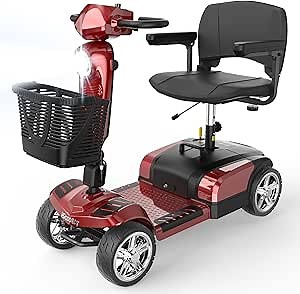 iScooter Mobility Scooter, Electric Wheelchair Device, 4 Wheel Mobility Scooter for Adults, with LED Headlight, Basket, Back-Up Alarm Bell, Larger Space, Detachable, Lightweight and Convenient, X-03