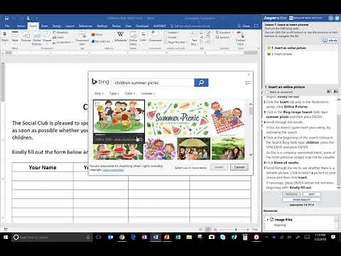 JasperActive Word 2016 Core Lesson 7: Learn 1 - Inserting Pictures