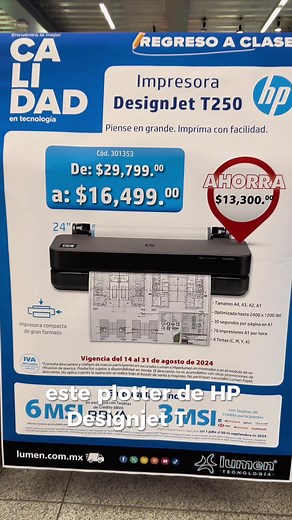 Plotter HP DesignJet T250: Eficiencia y Descuentos