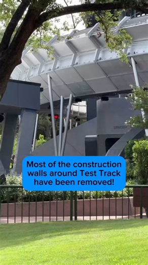 Though Disney has yet to announce a reopening date for Test Track, they have removed most of the construction walls from the EPCOT attraction! Directly in front of the attraction, there are now rolling planters instead of walls. The new entrance overhang and Test Track sign are visible over the hedges. Are you excited for this attraction to reopen in its new form? Let us know in the comments! Follow us and keep an eye on WDWNT.com for updates and an opening date as the news becomes available! • 