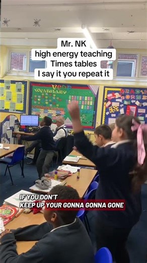 High Energy Times Tables With Mr NK Children standing, moving, and learning #MrNK #TimeTables