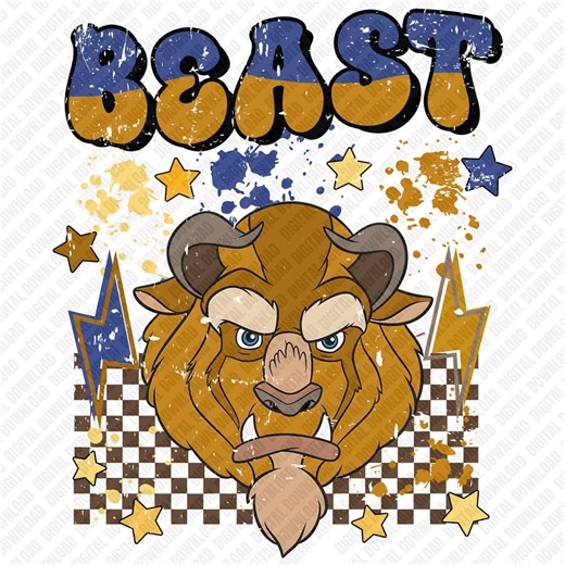 Retro Beast PNG Beauty and the Beast PNG, Beast Mode Shirt Design, Vintage Checkerboard Tale as Old as Time Clipart Digital Download - Etsy