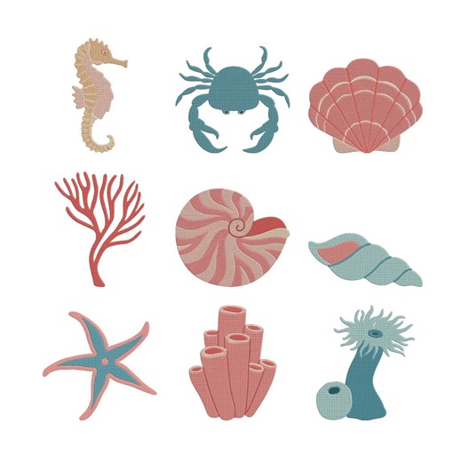Sea Life Embroidery Design, Seahorse Crab Machine Embroidery File, Shell Starfish Ocean Instant Download - Etsy