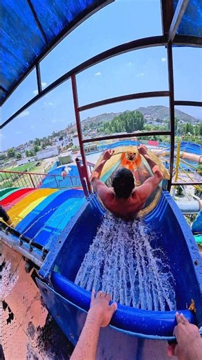POV: crazy water slide chase POV #waterpark #escape
