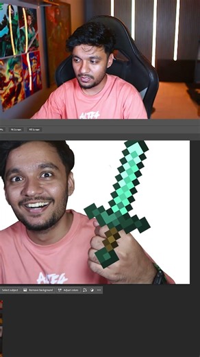Add Minecraft Sword in Hand #photoshop