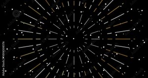 Looping Fireworks Animation. Black background and white stars.Celebration card for mailing, web invitation, greeting cards… animation made in 4K vector design.