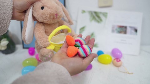 Amazon.com: Leokawin Bunny Easter Plush - Bunny Stuffed Animal and Chicken Easter Basket,Soft Rabbit Toys and 4Pcs Small Carrot Easter Egg Plush,Easter Gifts for Kids Boys Girl : Toys & Games