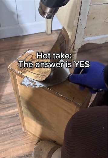 Is saving furniture destroying it? 🤔 Turning this antique vanity into two solid wood nightstands made me stop and think… where’s the line between repurposed and destroyed? Simple shortcuts that actually work: ✨ Remove veneer fast with a heat tool ✨ Strip paint quickly without chemicals ✨ Soak legs in acetone use a wire brush for finish removal ✨ Bar Keepers Friend neutralizes green tones in wood (poplar) Nothing fancy. No overthinking. Just shortcuts that make furniture flipping easier. Real ta