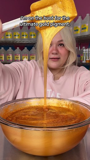 25K views · 356 reactions | We’re officially on the hunt for the ultimate gold pigment  Last week’s winner set the bar high, but can any of these beat it? Vote for your favorite in the comments  Peachybbies.com restocks Friday at 7pm EST! ✨ | Peachybbies Slime Shop | Facebook