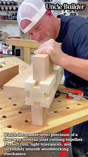 The Impossible 4-Way Dovetail Joint #heavyequipment #woodworking #joinery #craftsmanship