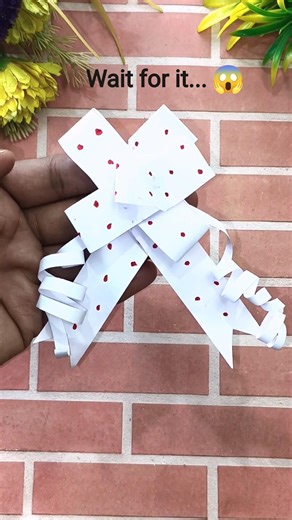 Easy to make paper ribbon bow ribbon 🎀 gift box 🎁 art #diy #ribbon #bow #gift