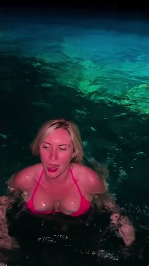 🔥 Midnight Swim in a Red Bikini | Night Pool Vibes 🌙