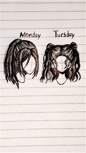 Drawing girl hair in just 2 Days!! ✨ #howtodraw #drawing #tutorial #hair