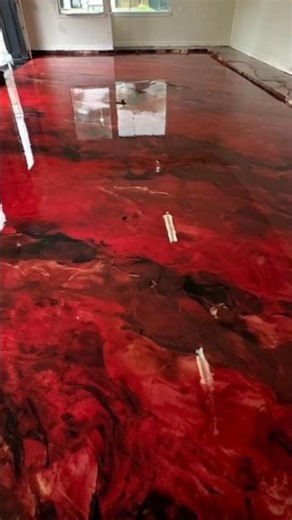 red epoxy flooring in the guest room
