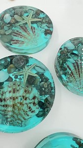 Ocean Resin Coaster With Real Shells & Stones - Beach Style Art - Etsy