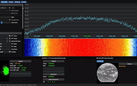 更换1.7G馈源后使用SatDump接收GK-2A气象云图的过程-低成本GEO卫星L波段接收系统