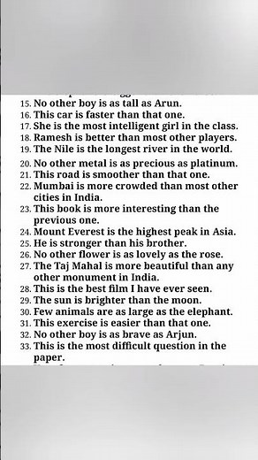 Change the degree of comparison of adjective, exercise