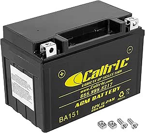 Caltric 12V 11.2 AH CCA 160 AGM Battery Compatible with Honda 31500-MCR-D03AH / YTZ14S