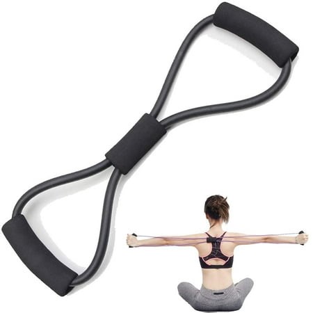Figure 8 Resistance Tube with Handles - Home Gym and Travel Weight Training Exercise Band for Physical Therapy and Home Fitness - Build Arm, Leg, and Shoulder Strength (black) - Walmart.ca