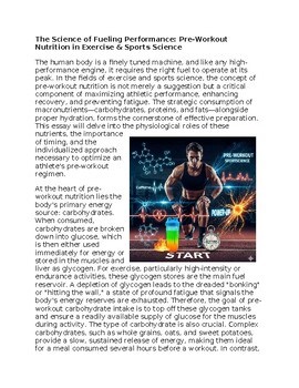 Pre-Workout in Exercise & Sports Science Worksheet Classwork Homework