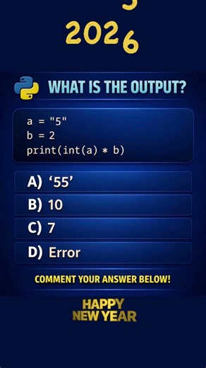 Whats the output of this Code - Happy New Year Python Coders #coding #shorts