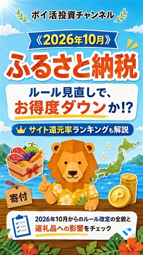 《2026年10月》ふるさと納税 ルール見直しで、お得度ダウンか!? ふるさと納税サイト還元率ランキング