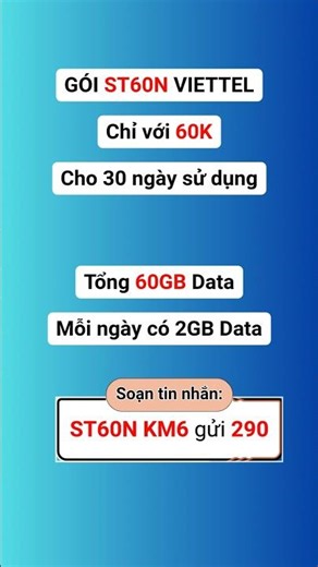 Gói 4G Viettel 60K/Tháng