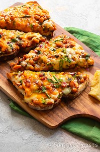 Cheesy Masala Beans on Toast - Indian Breakfast Recipes - Sanjana Feasts