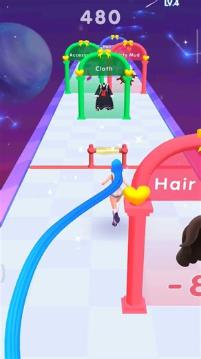 new dancing hair runner game level 4 complete ✅ game video #dancing #hair #running #shorts #gaming