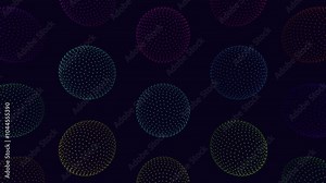 A colorful and symmetrical circular pattern made of dots on a black background. The pattern is repeated seamlessly to create a vibrant design