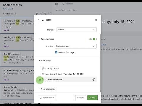 Export notes in Evernote as PDFs