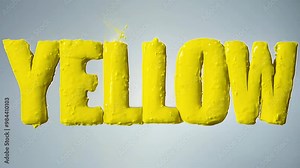 The word "YELLOW" in bold, textured yellow paint against a light background