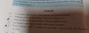 List popular input devices. Explain structure of a typical keyb... | Filo