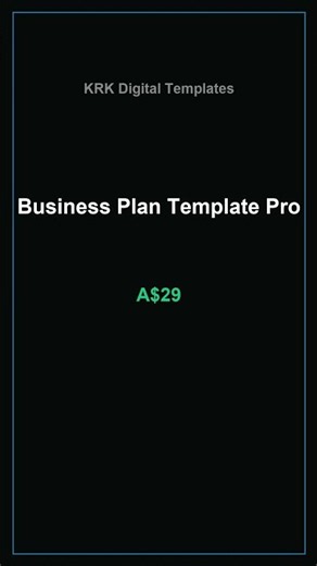 Business Plan Template Pro - What's Inside (KRK Digital Templates)