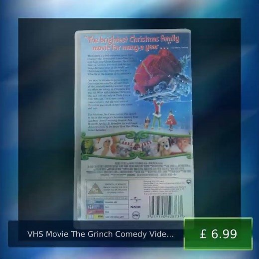 VHS Movie The Grinch Comedy Video Cassette Jim Carrey Vintage