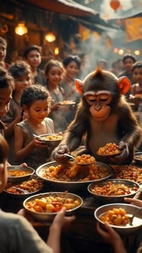 The manager made a fun of monkey 🐒 chef 👩‍🍳 and suspend him from job | #ai #monkey #tree #save #chef