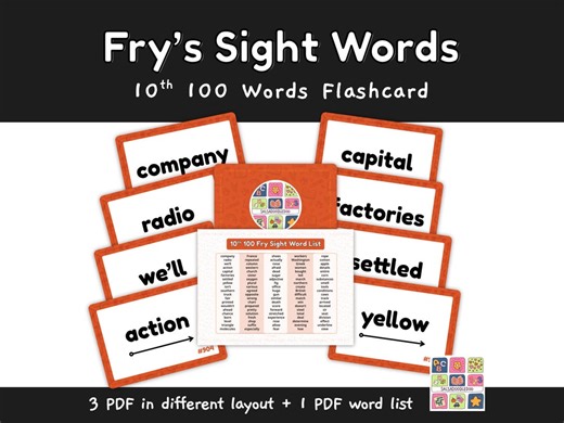 10th 100 Fry Sight Words Flashcards Printable PDF | Advanced Vocabulary for 4th 5th Grade Reading Practice, Educational Digital Resource - Etsy UK