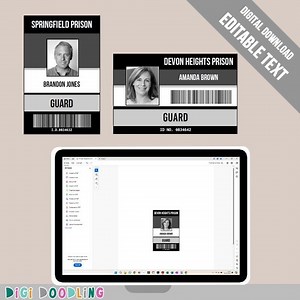 Printable Prison Guard ID Badge Template: Editable Costume Prop (digital Download) - Etsy