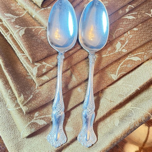 Antique 1847 Rogers Bros XS Triple, Vintage Grapes C1904 Serving Spoons Pair, 8.5" RARE Vineyard Decor - Etsy