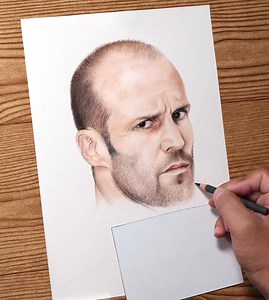 Colored pencil drawing of Jason Statham. 👊 Jason Statham #JasonStatham #Hollywood #Drawing | SanilArtist