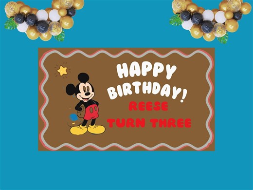 Minnie Mouse Birthday Banner Template, Editable Canva Banner (digital Download) - Etsy
